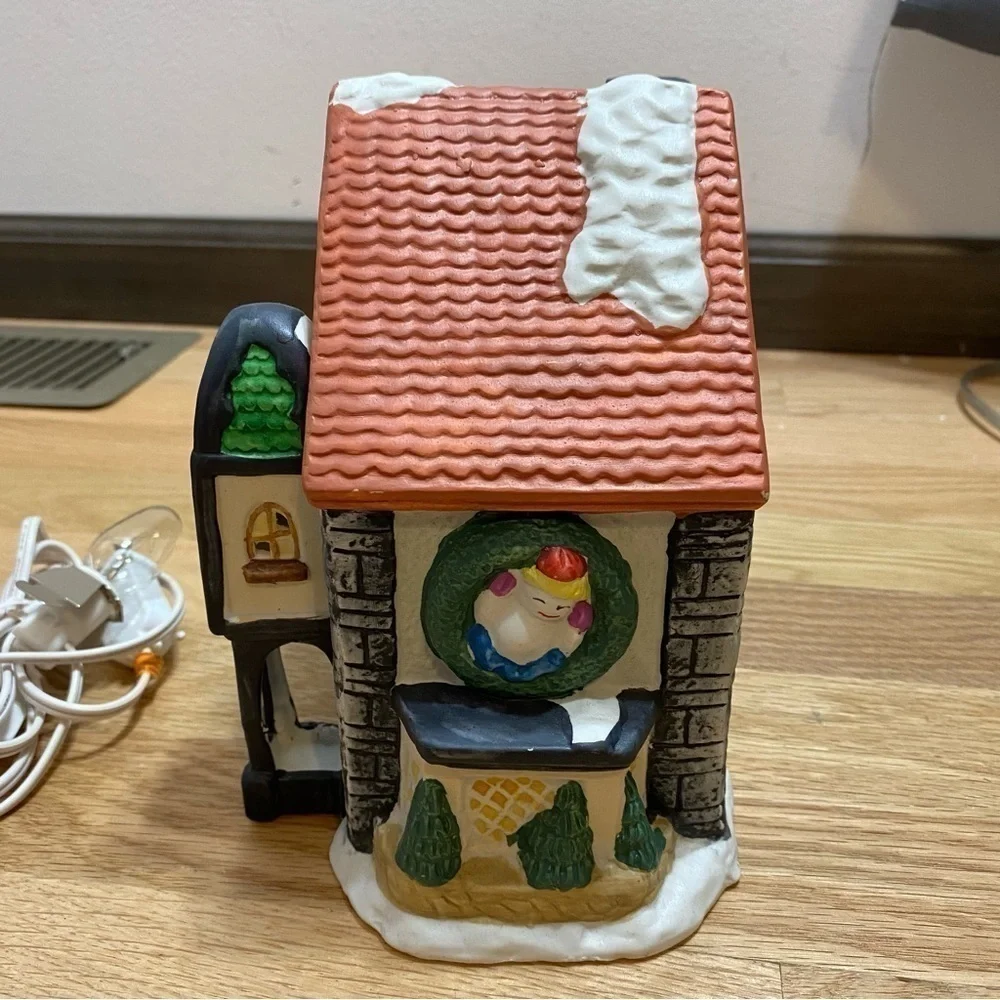 Vintage Ceramic Hand Painted Toy Shop Lighted Christmas Village House